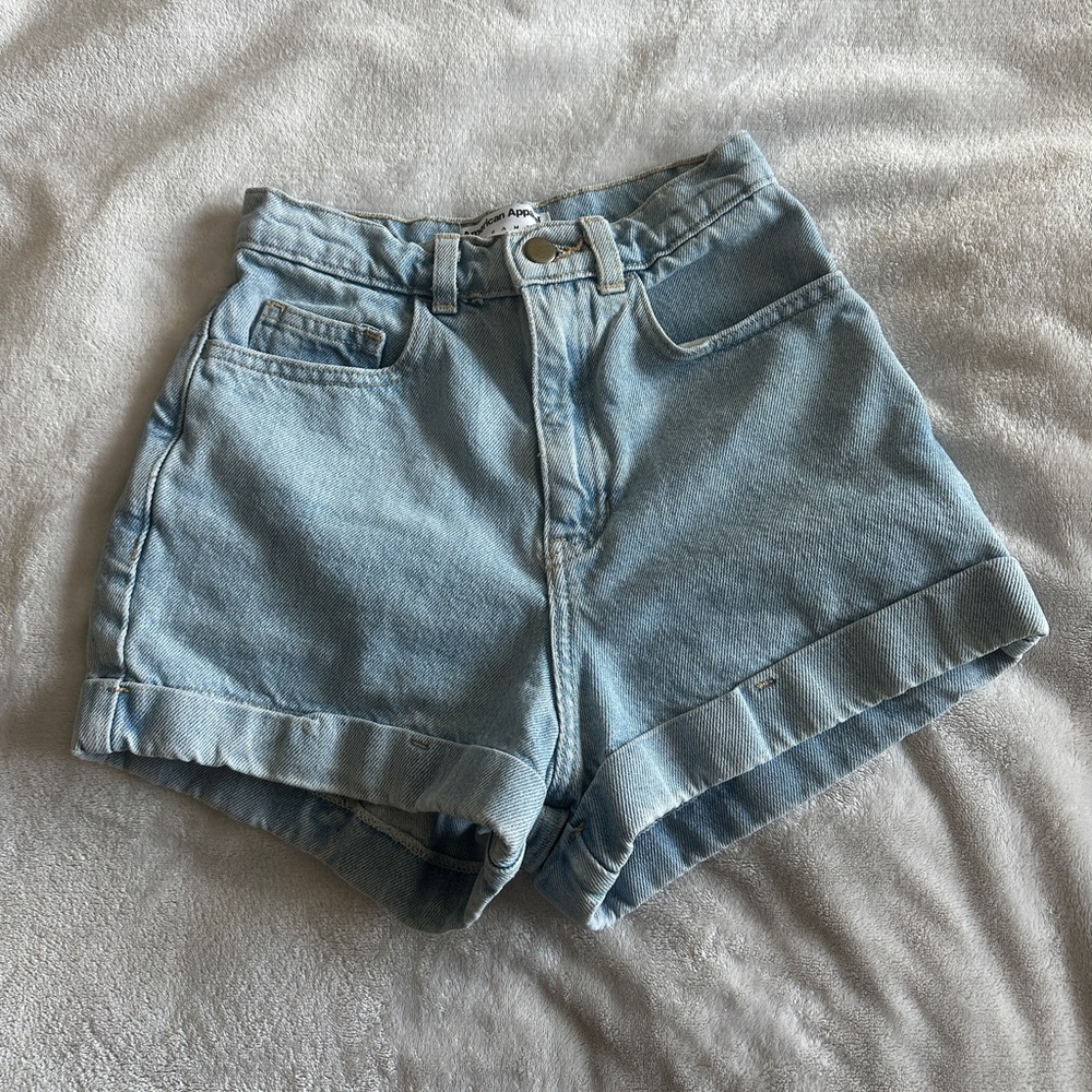 American Apparel light denim high waisted shorts